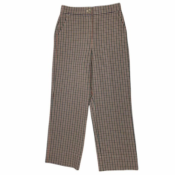 Tory Burch Plaid High Rise Wide Leg Pant Trouser Workwear Career Womens 12 - Picture 3 of 7